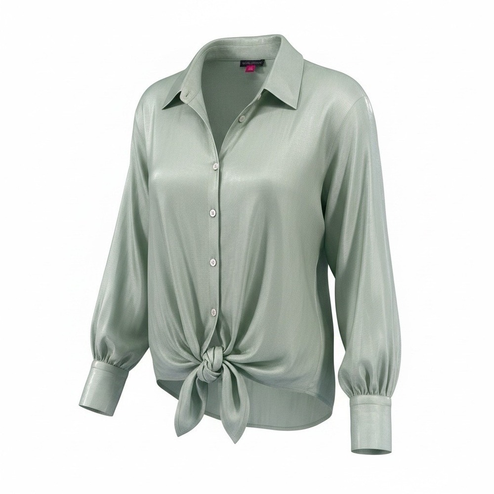Vince Camuto Womens Iridescent Button Up Shirt, Sage Green,‎ 2X